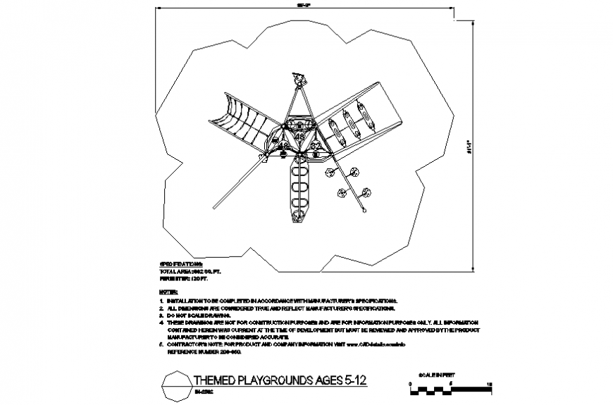 Playground design with playing area view with dwg file
