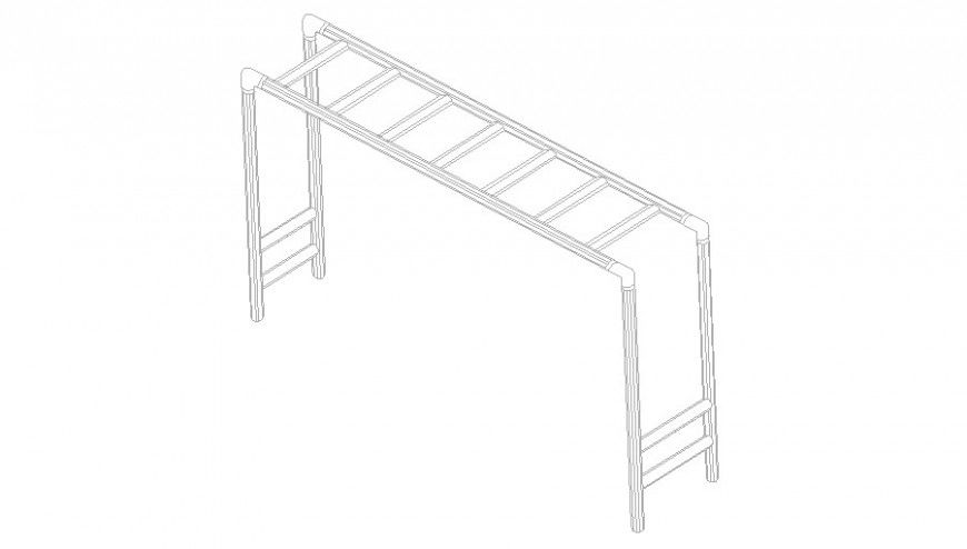 Playground Monkey Bars 3 d modal detail dwg file