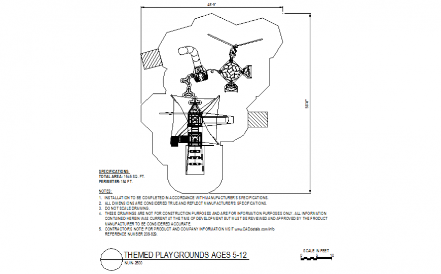 Playground of 5 to 12 years child playground design dwg file
