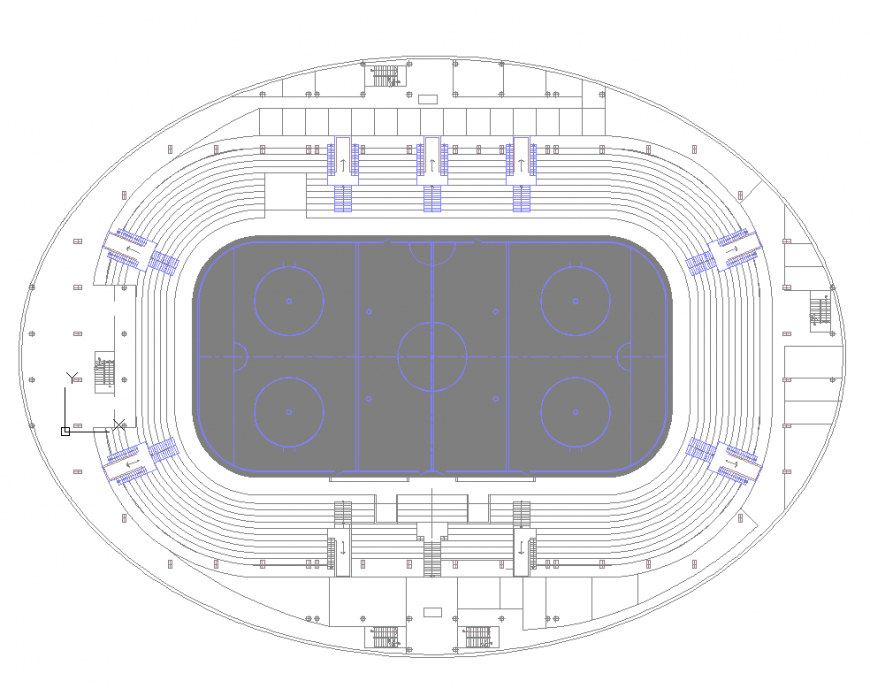 Playground of hockey sport area plan dwg file