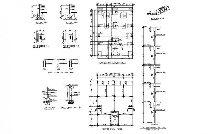 Plinth beam plan autocad file of 2d drawing