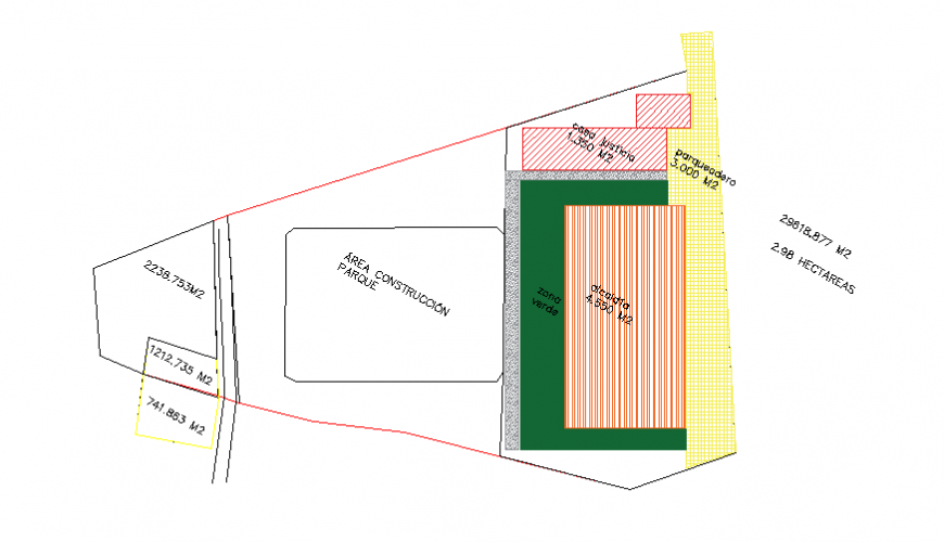 Plot area design drawing of administrative building design