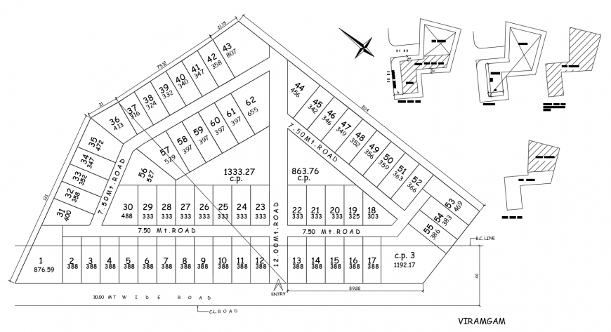 Plot area detail of a residential area 2d view autocad file
