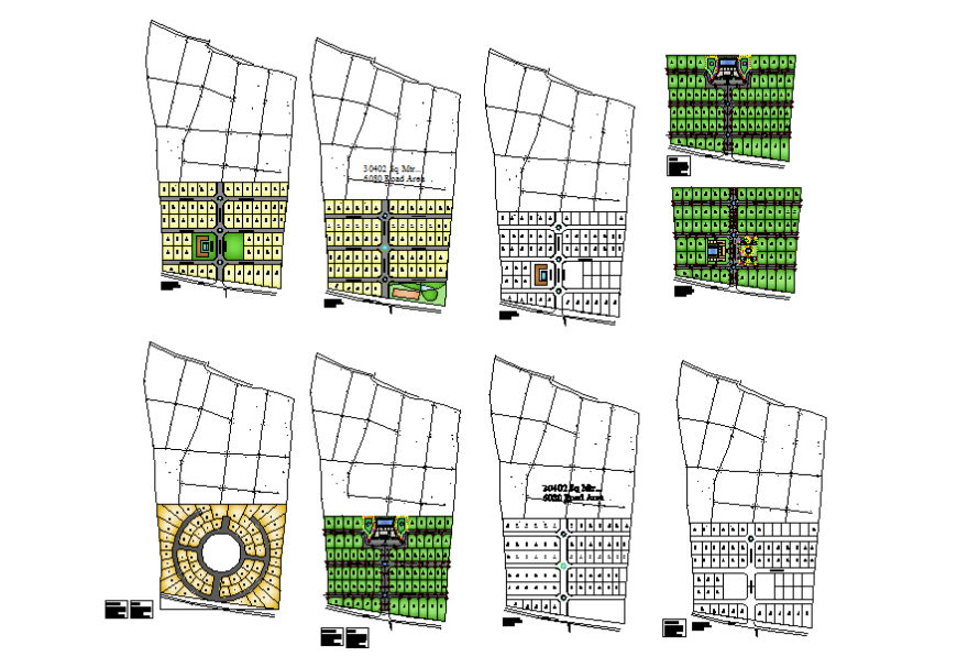 Ploting and landscaping details of residential housing area dwg file