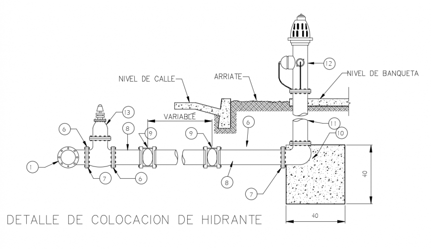 Plumbing design with hydraulic line detail dwg file