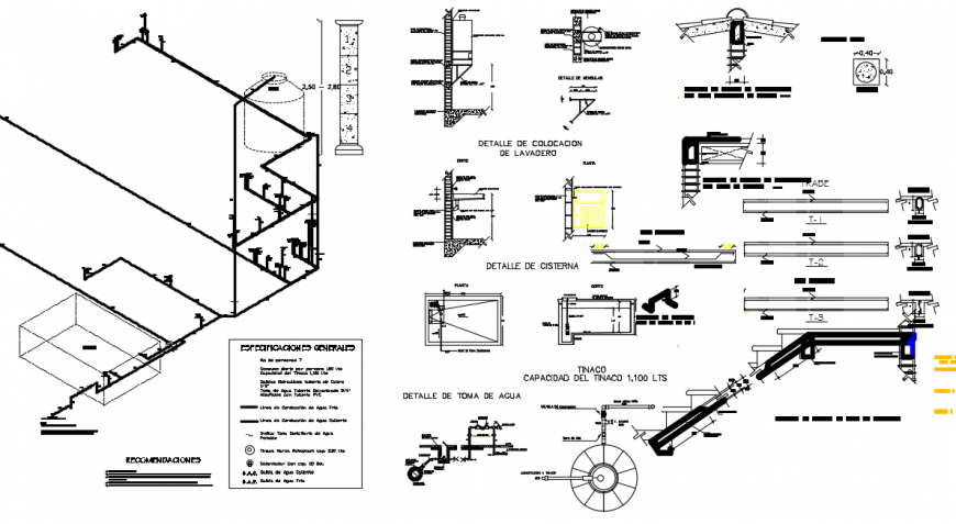 plumbing detail of residence project dwg file.