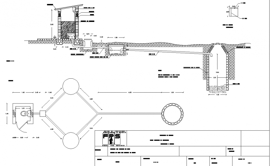 Plumbing detail of the toilet in dwg AutoCAD file.