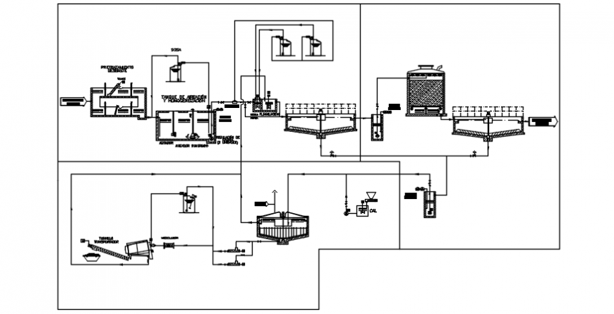 Plumbing detail with single water line and tank view in auto cad