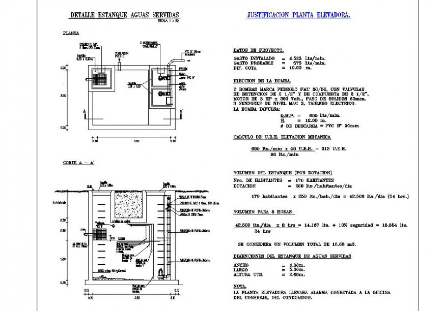 Plumbing of bathroom sectional detail