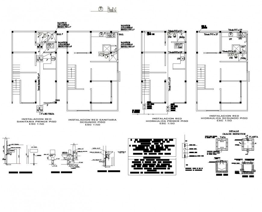 Plumbing One family housing design plan autocad file