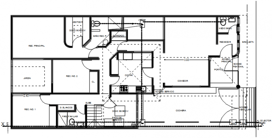 Plumbing plan of a residential house dwg