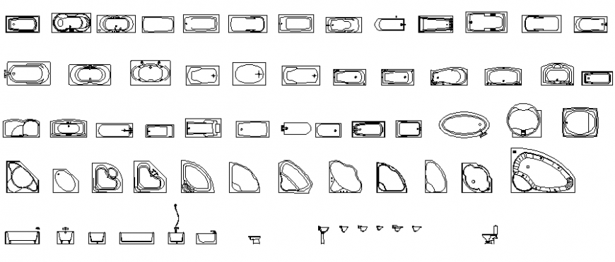 Plumbing sanitary bath tub layout file