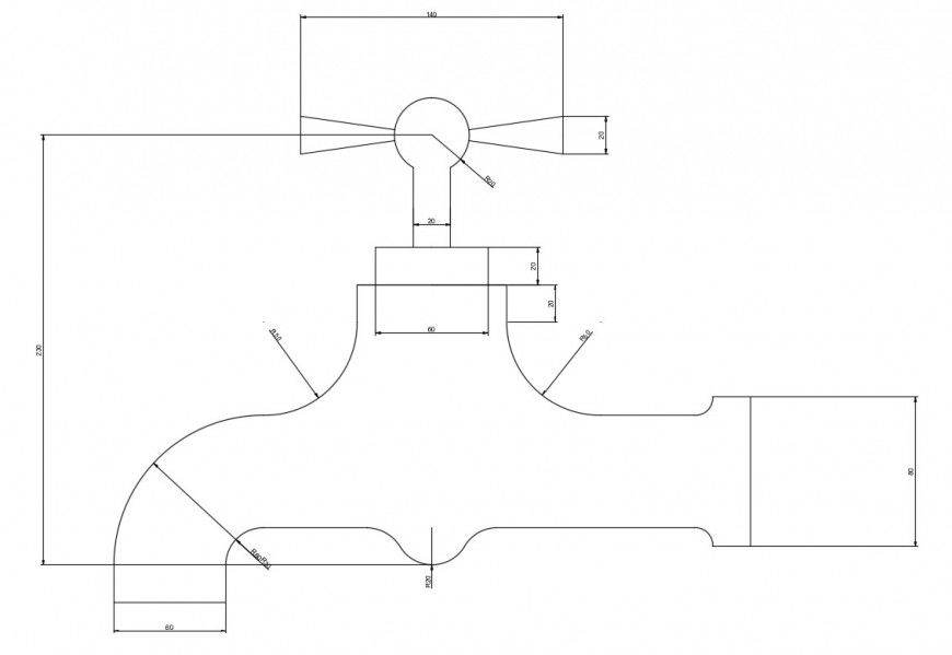 Plumbing tap detail elevation layout file in autocad format