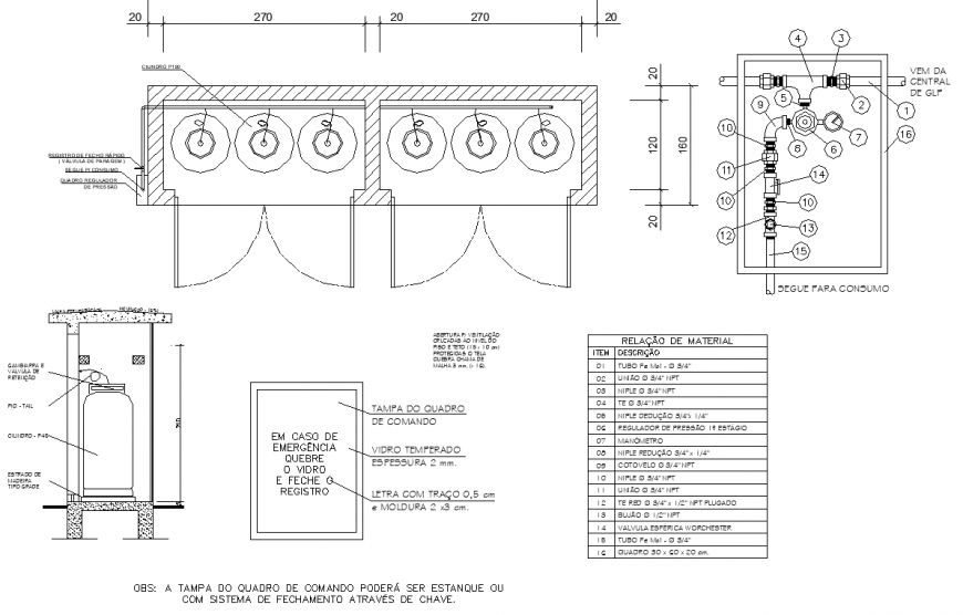 Plumbing unit plan and elevation detail autocad file