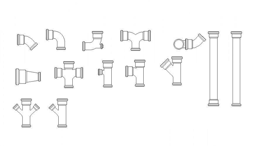 Plumbing units detail 2d view layout dwg file