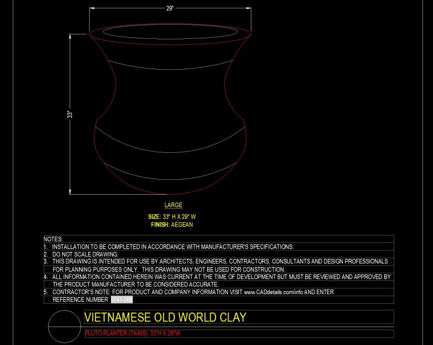 Pluto planter drawing in dwg file.
