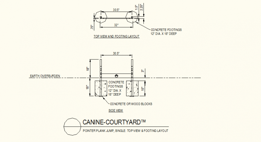 Pointer plank jump detail plan and elevation layout file