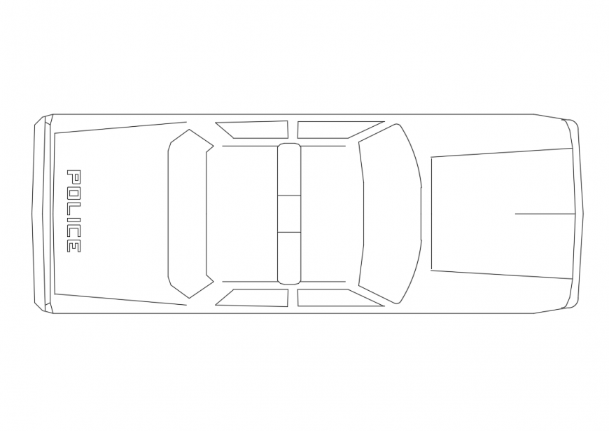Police car roof view elevation cad block details dwg file