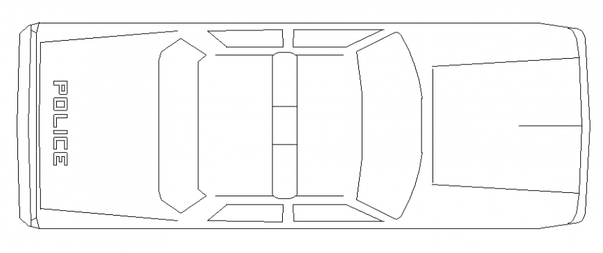 Police car roof view elevation design cad block details dwg file