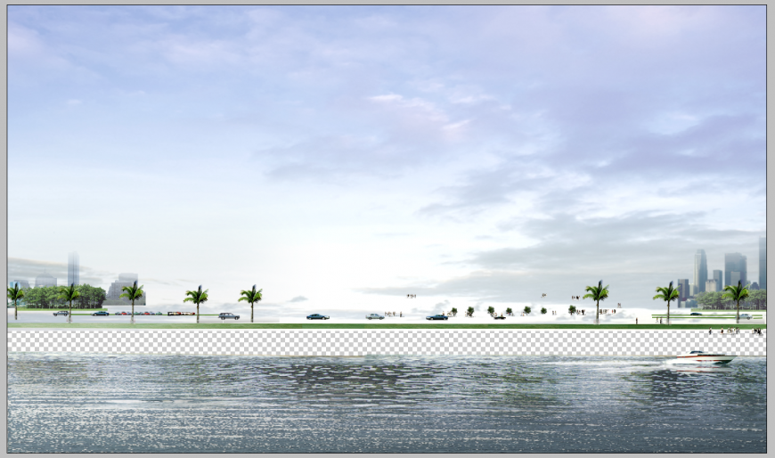 Pond detail elevation 3d model photo-shop file