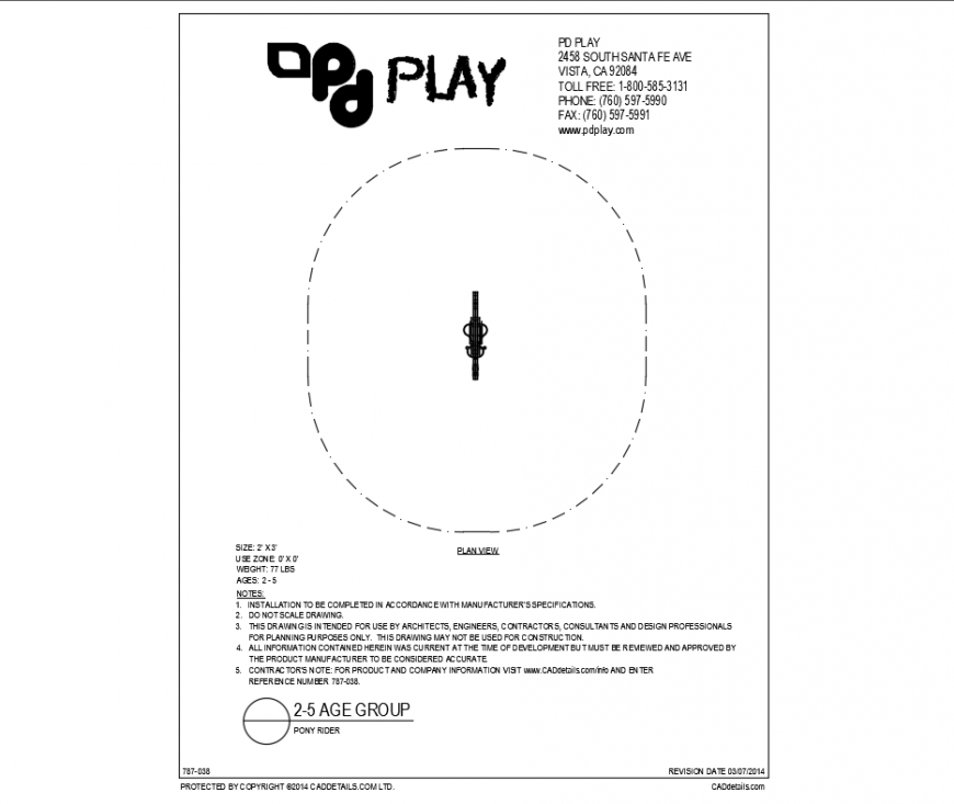 Pony rider garden play equipment plan details dwg file