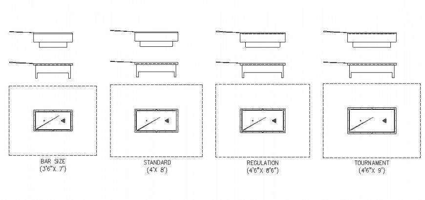Pool Table CAD Furniture Block for Game Room Design