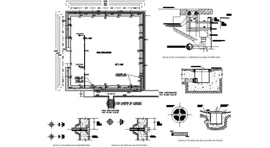 Pool piping details drawings 2d view autocad file