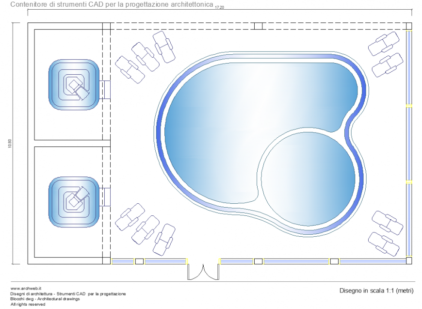 Pool plan with a detailing dwg file.