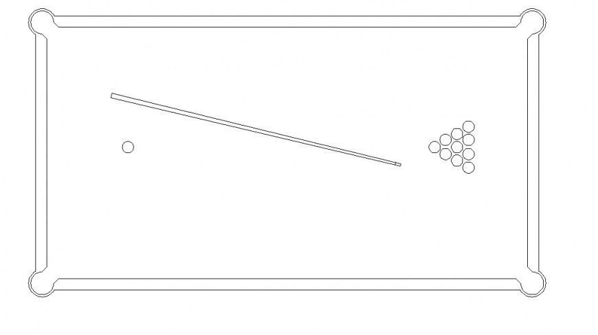 Pool table detail 2d view CAD furniture block layout autocad file
