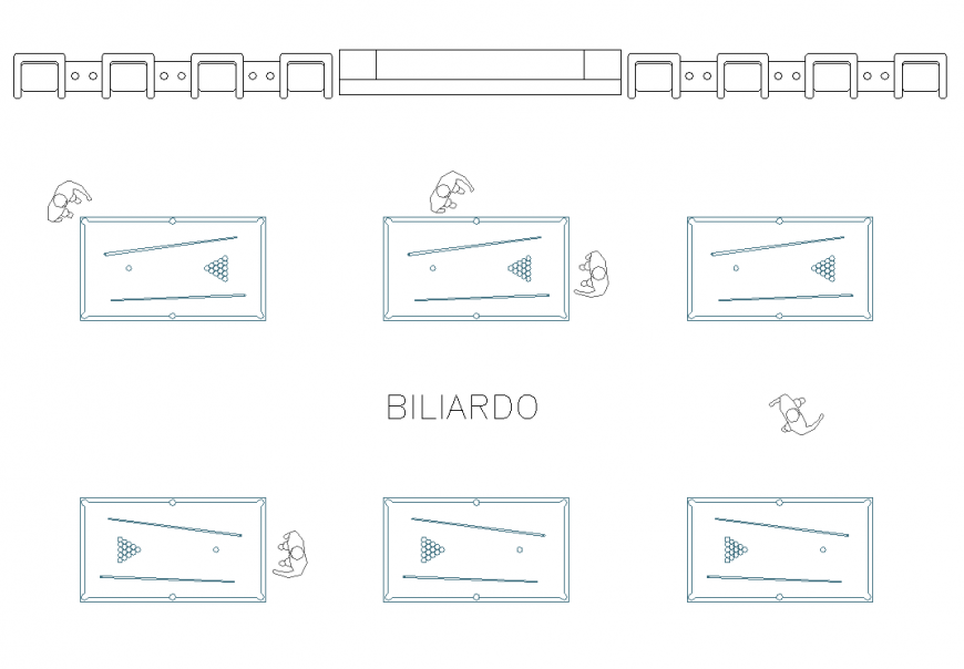 Pool table game detail autocad file