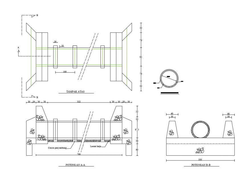 Poor dam irrigation structure cad drawing details dwg file