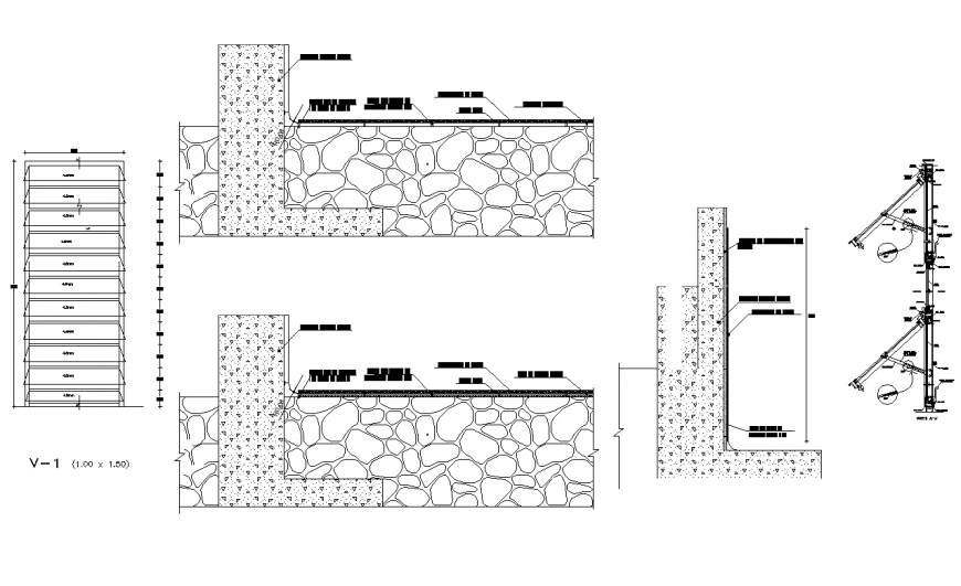 Porcelain floor section plan detail dwg file