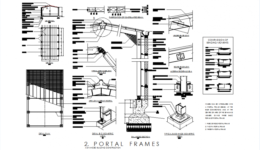Portal frames plan and section autocad file