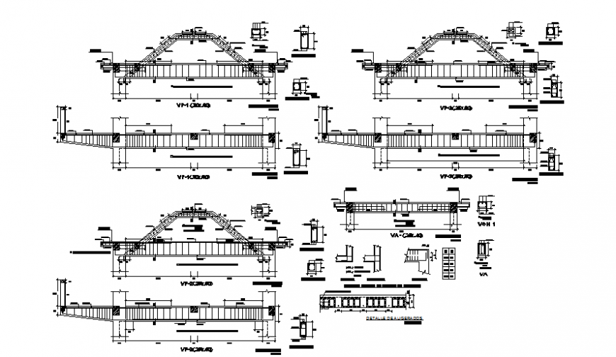 porticos details, beams structure drawing in dwg file.