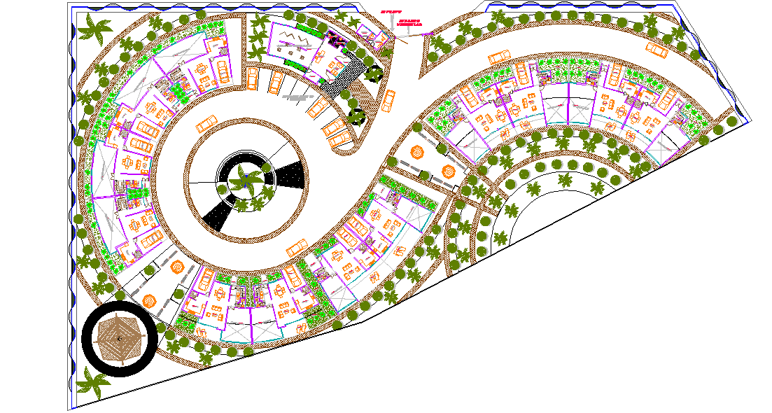 posh luxurious hotel and resort design and layout plan - dwg file