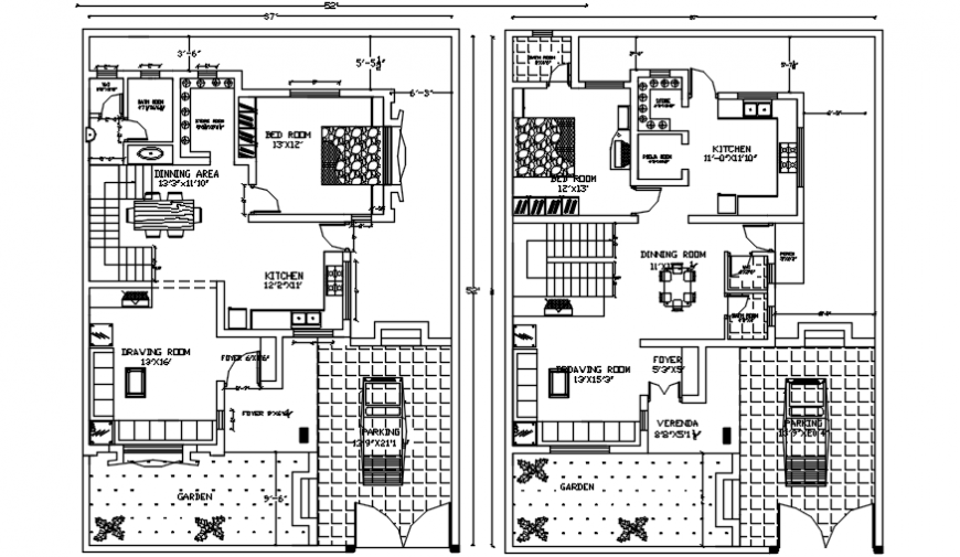 Posh 2d concept of bungalow interior plan view