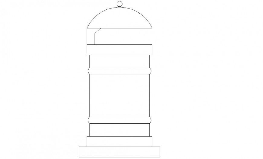 Post office front 2d detailing dwg file
