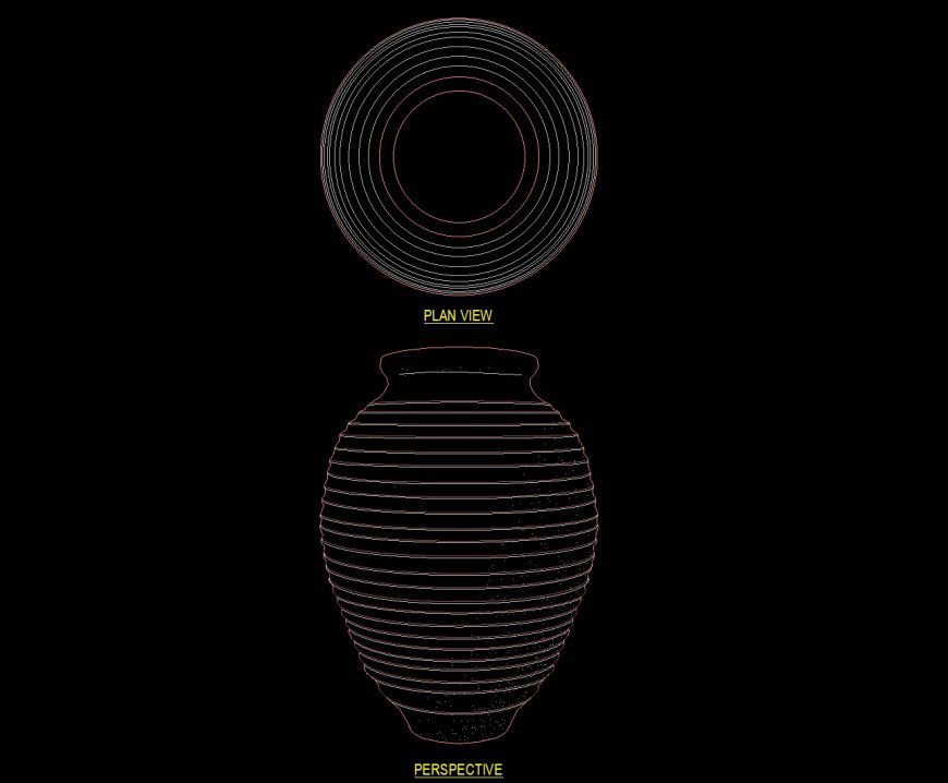Pot design with drawing in dwg file.