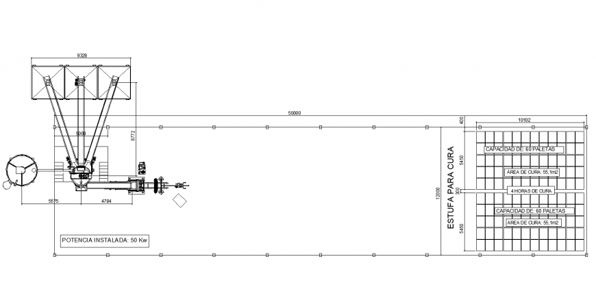 Potential installation plan and detail with area of green house construction dwg file