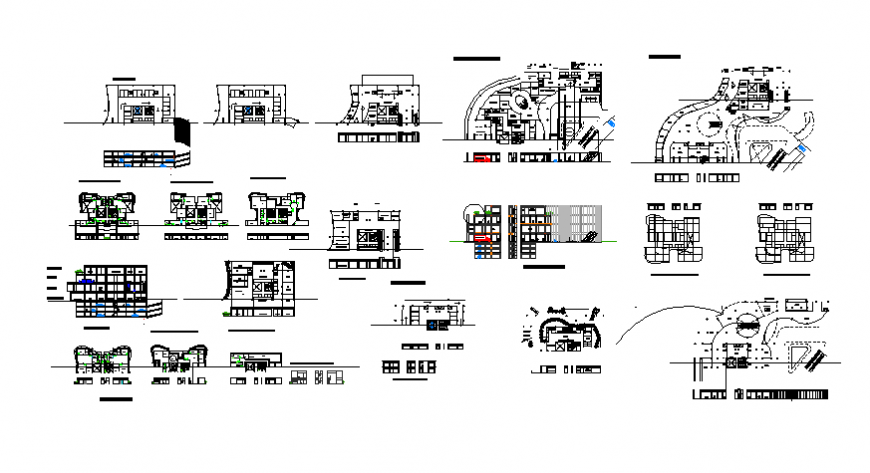 Potongan tower A & B plan, elevation and section layout file