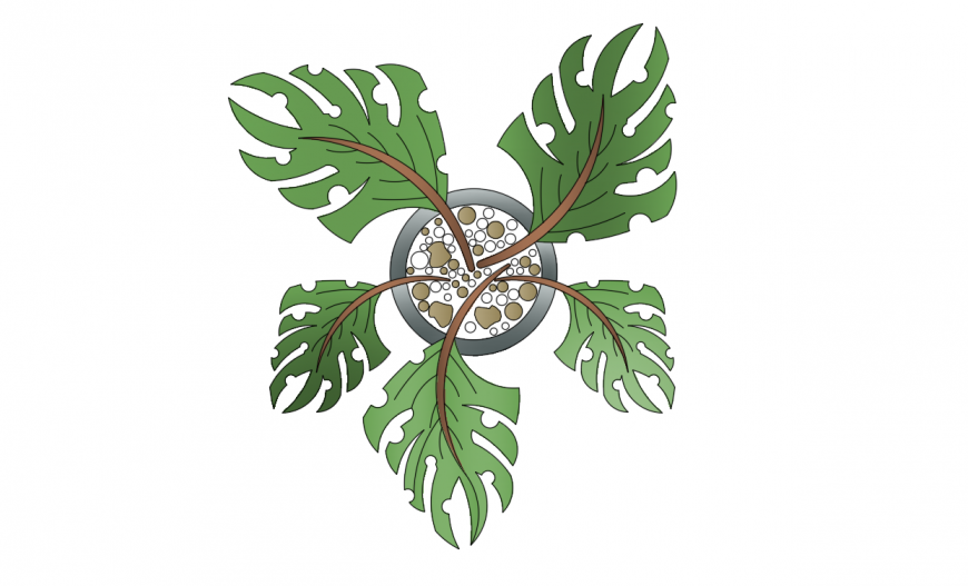 Potted tree plant 3d model cad drawing details dwg file