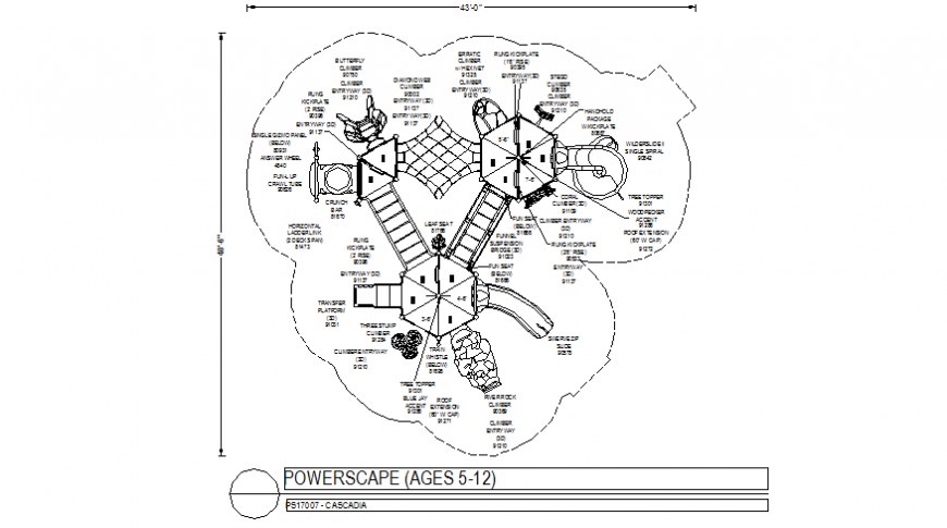 Power scape design with a plan of children playing area in design dwg file