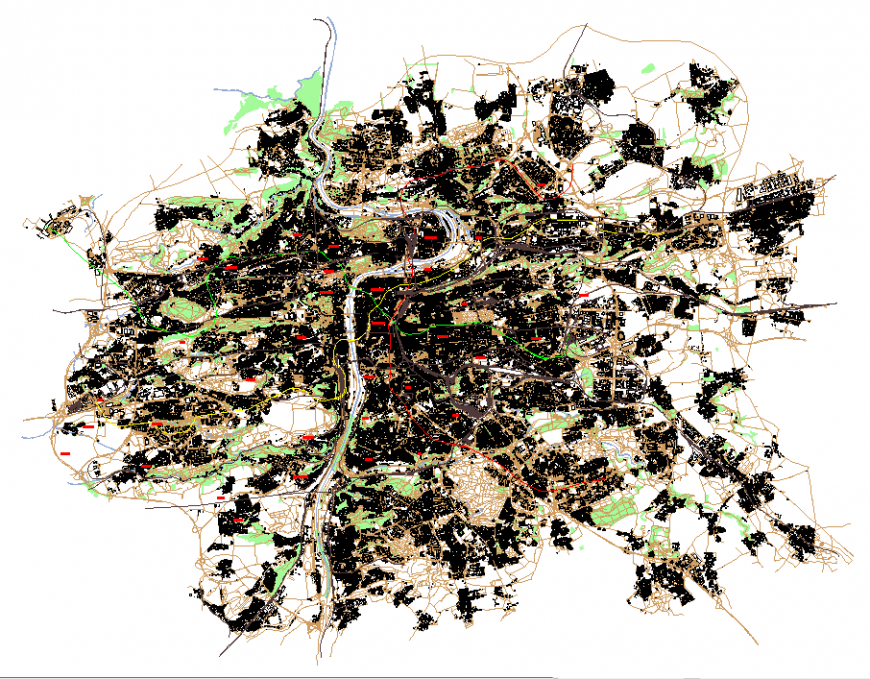 Prague city architecture map cad drawing details dwg file