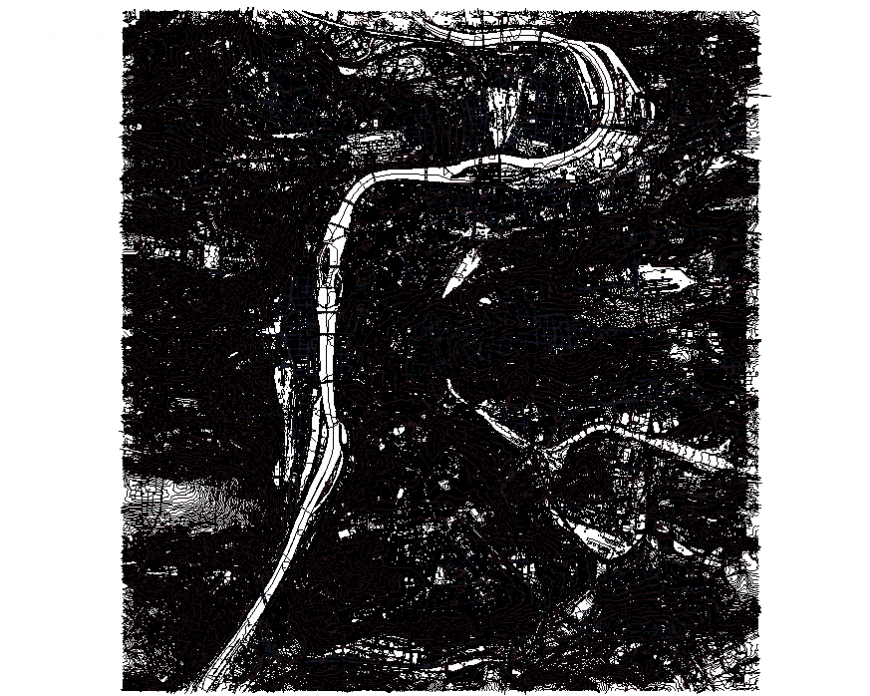 Prague city map contour lines town planning details dwg file