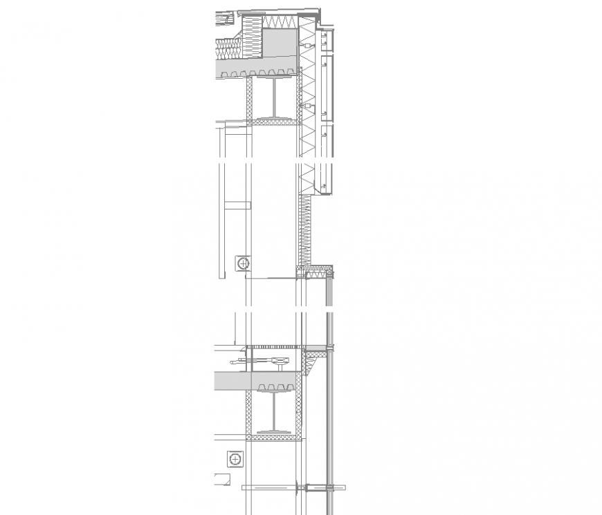Pre-fabricated structure, wall section drawing in dwg file.