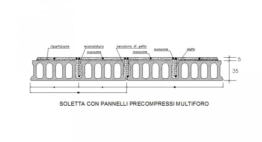 Pre-stressed floor panels cad constructive structure drawing details dwg file