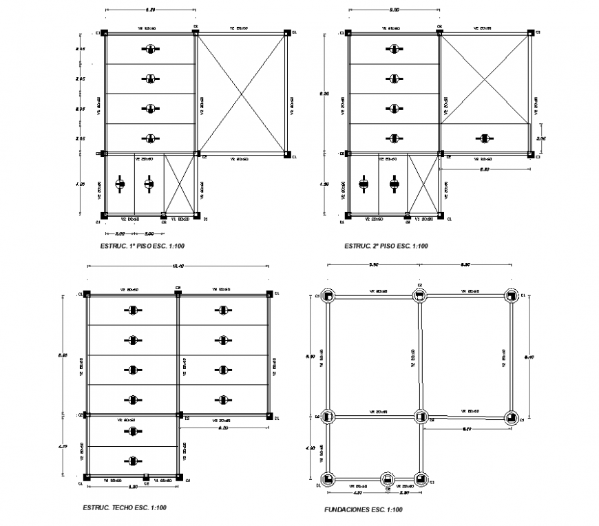 Precast concrete cabin detail elevation and plan dwg file