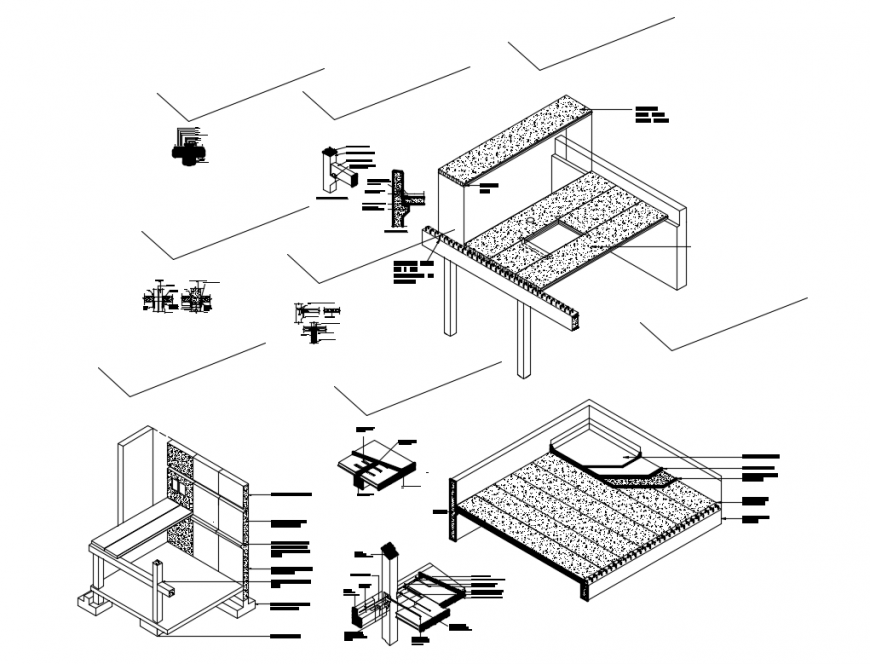 Precast concrete floor unit bearing an reinforced concrete beam dwg file