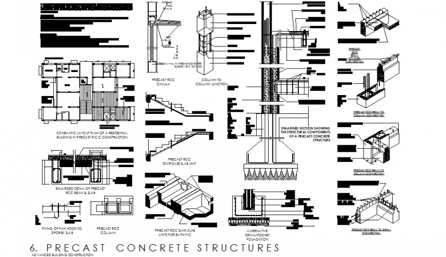 Precast concrete structures section autocad file