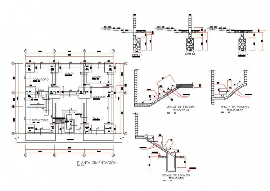 Predimension of column sand beam design dwg file